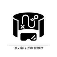 2D pixel perfect glyph style innovative device icon, isolated vector, silhouette illustration representing VR, AR and MR. vector