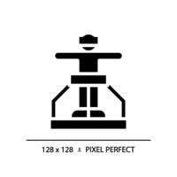 2D pixel perfect glyph style hologram icon, isolated vector, silhouette illustration representing VR, AR and MR. vector