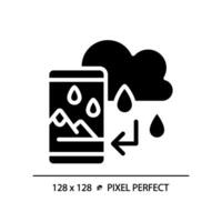 2D pixel perfect glyph style augmented reality and weather forecast icon, isolated vector, silhouette illustration representing VR, AR and MR. vector