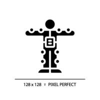 2D pixel perfect glyph style motion capture suit icon, isolated vector, silhouette illustration representing VR, AR and MR. vector