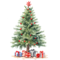 Christmas tree. Watercolor illustration. Holiday design. AI generative png