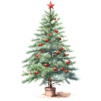 Christmas tree. Watercolor illustration. Holiday design. AI generative png