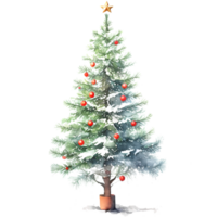 Christmas tree. Watercolor illustration. Holiday design. AI generative png