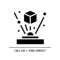 2D pixel perfect glyph style projection icon, isolated vector, silhouette illustration representing VR, AR and MR. vector