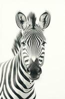 Zebra animal illustration, nature conservation, black and white, AI Generated photo