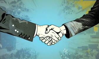 Handshake of business partners.Vector flat style illustration, AI Generated photo
