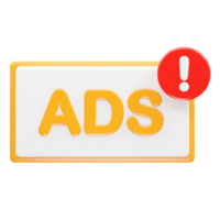 Ads icon render 3d illustration element png