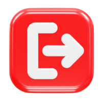 Exit icon logout 3d illustration rendering transparent png