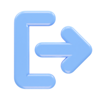 Exit icon logout 3d illustration rendering transparent png