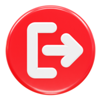 Exit icon logout 3d illustration rendering transparent png