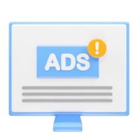 Ads icon render 3d illustration element png