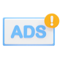 Ads icon render 3d illustration element png