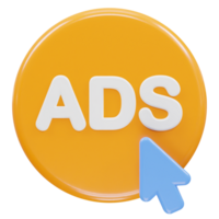 Ads icon render 3d illustration element png