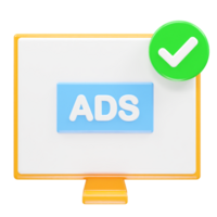 Ads icon render 3d illustration element png