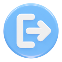 Exit icon logout 3d illustration rendering transparent png