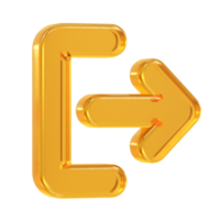 Exit icon logout 3d illustration rendering transparent png