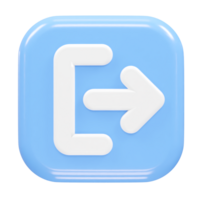 Exit icon logout 3d illustration rendering transparent png