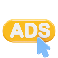 Ads icon render 3d illustration element png