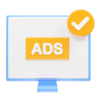 Ads icon render 3d illustration element png