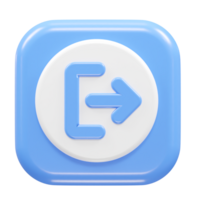 Exit icon logout 3d illustration rendering transparent png