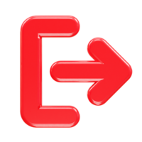 Exit icon logout 3d illustration rendering transparent png