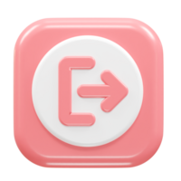 Exit icon logout 3d illustration rendering transparent png