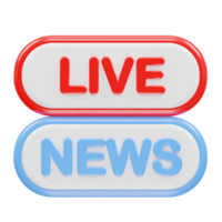 Noticias En Vivo icono representación 3d ilustración elemento png