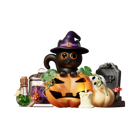 halloween 3d illustrationer, lykta, zombie, häxor hatt, pumpa, kittel, ögonglob, varulv, spöke, full måne, Kista, fladdermus, vampyr, skelett, monster, häxa, webb, Spindel, halloween 3d hög png. png