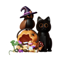 Halloween 3D illustrations, lantern, zombie, witches hat, pumpkin, cauldron, eyeball, werewolf, ghost, full moon, coffin, bat, vampire, skeleton, monster, witch, web, spider, Halloween 3D High png. png