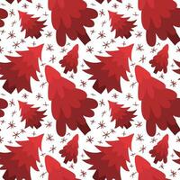 Pattern with pink Christmas trees on a white background. Vector Christmas trees, snowflakes seamless background. Ideal for making fabrics, textiles, scrapbooking and wallpaper. Gift packaging