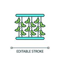 2D customizable wall systems icon representing vertical farming and hydroponics concept, isolated vector, thin line illustration. vector