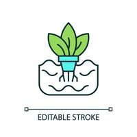 2D editable soilless cultivation icon, vertical farming and hydroponics illustration, isolated vector. vector