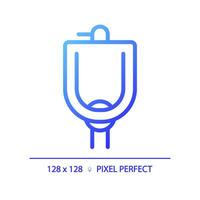 2D pixel perfect gradient urinal bowl icon, isolated vector, blue thin line illustration representing plumbing. vector