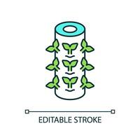 2D editable tower systems icon, vertical farming and hydroponics illustration, isolated vector. vector