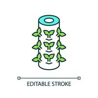 2D editable tower systems icon, vertical farming and hydroponics illustration, isolated vector. vector