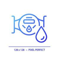 2D pixel perfect gradient water meter icon, isolated vector, blue thin line illustration representing plumbing. vector