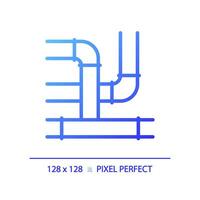 2D pixel perfect gradient icon, isolated vector, blue thin line illustration representing plumbing. vector