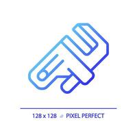 2D pixel perfect gradient adjustable wrench icon, isolated vector, blue thin line illustration representing plumbing. vector