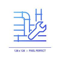 2D pixel perfect gradient icon, isolated vector, blue thin line illustration representing plumbing. vector