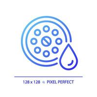 2D pixel perfect gradient drain icon, isolated vector, blue thin line illustration representing plumbing. vector