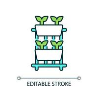 2D editable wall systems icon, vertical farming and hydroponics illustration, isolated vector. vector