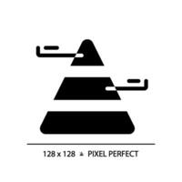 Pyramid chart black glyph icon. Population demographic. Triangle chart. Hierarchical structure. Social study. Silhouette symbol on white space. Solid pictogram. Vector isolated illustration
