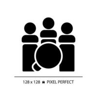 Pixel perfect glyph style customer analysis icon, isolated vector, product management illustration. vector