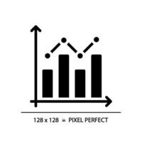 Combo chart black glyph icon. Sales performance. Economic report. Project progress. Survey analysis. Data analytics. Silhouette symbol on white space. Solid pictogram. Vector isolated illustration