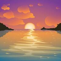 island sunset 01 vector