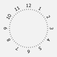 Clock face on a white background. 12 hours watch dial with round scale. Vector illustration