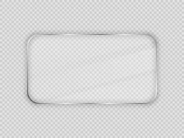 Glass plate in rounded rectangular frame isolated on background. Vector illustration.