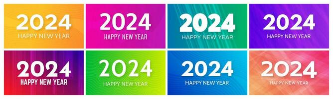 2024 Happy New Year on colorful backgrounds vector