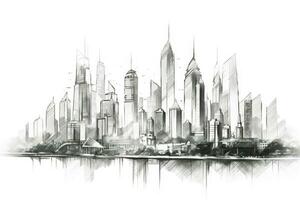 City graphic black white cityscape skyline sketch illustration photo