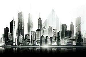 ciudad gráfico negro blanco paisaje urbano horizonte bosquejo ilustración foto